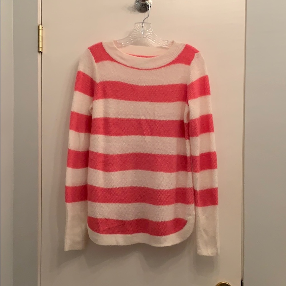 Loft pink and white striped sweater XS